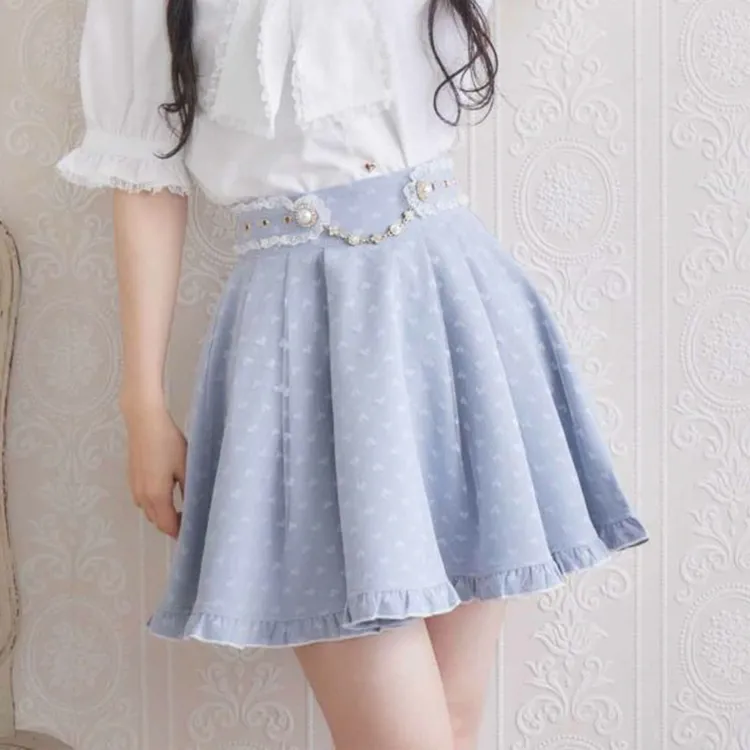 ROJITA · 爱心印花珍珠链百褶裙(1424935现货)