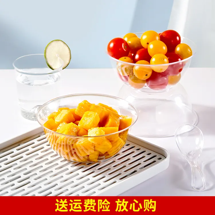 【水晶碗】钰得沣一次性PS硬质航空碗透明甜品汤碗火锅餐具