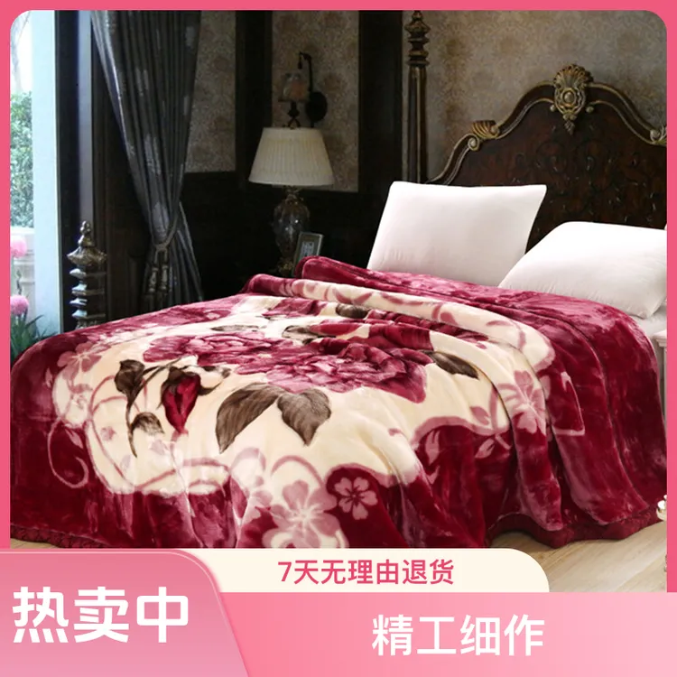 双层加厚冬季拉舍尔毛毯加厚加绒宿舍毯子双层婚庆加厚睡毯保暖