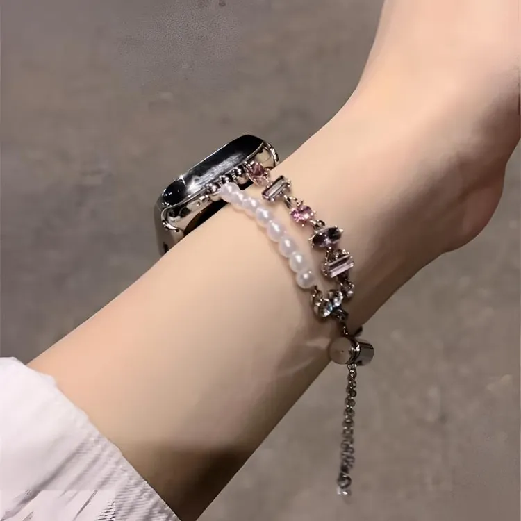 时瑞 iwatch表带S11苹果手表表带SE1098765代华子碎钻女士高级感