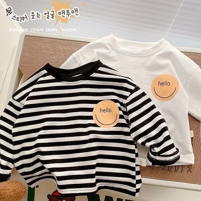秋季款条纹T恤女童宝宝圆领打底衫韩版男童洋气小童长袖春秋上衣