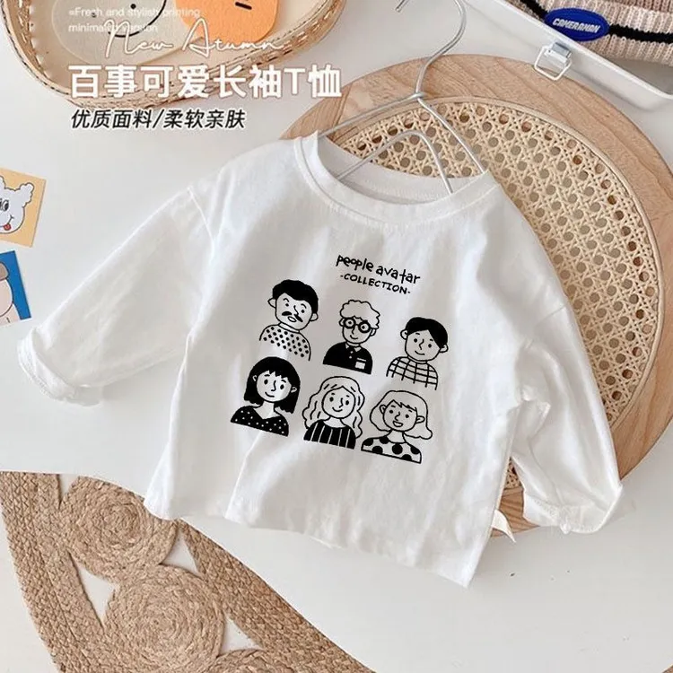 纯棉儿童长袖T恤春秋装洋气中小童装新款男女宝宝卡通上衣秋季t