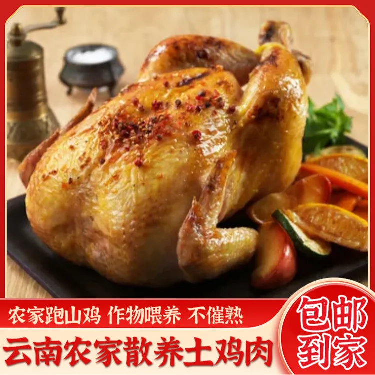 云南农家散养正宗跑山鸡养足6个月母鸡线鸡生鸡肉 包冰率不含冰