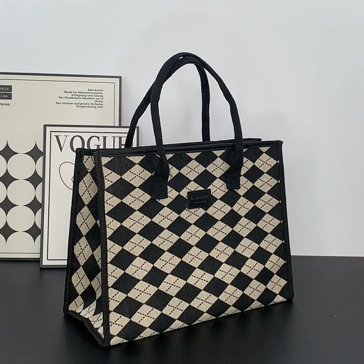 大容量托特包帆布包妈咪包洋气时尚印花单肩包手拎包通勤袋子