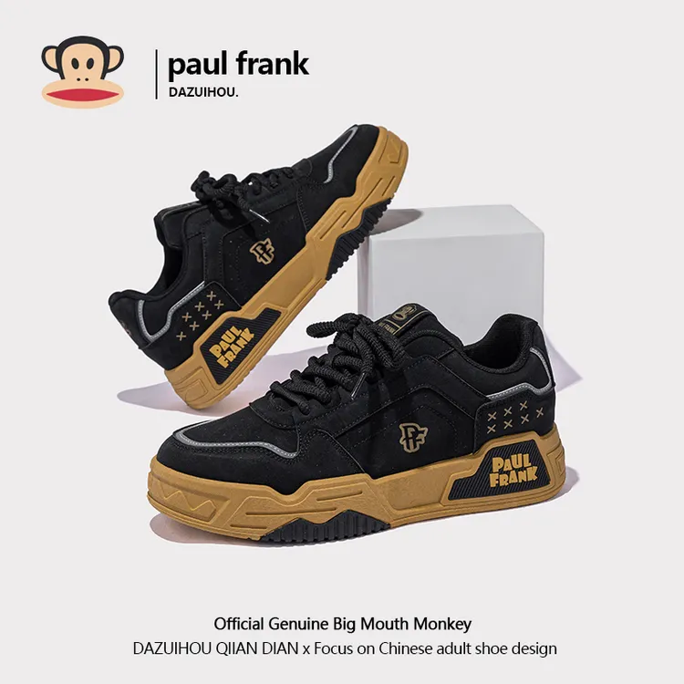 大嘴猴黑色板鞋男新款百搭潮流男士低帮鞋子春秋季时尚运动休闲鞋