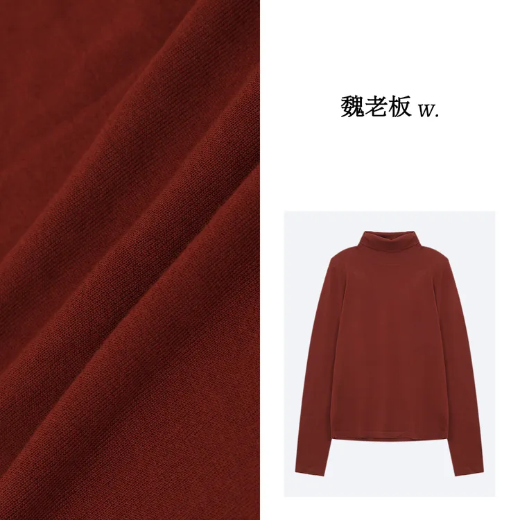 W.Diva【桃李】100绵羊毛品质百搭优雅高领休闲长袖针织衫3Z1224086