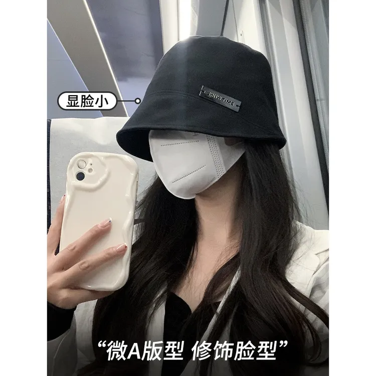 黑色渔夫帽女夏季薄款遮阳日系百搭水桶帽显脸小素颜遮脸盆帽