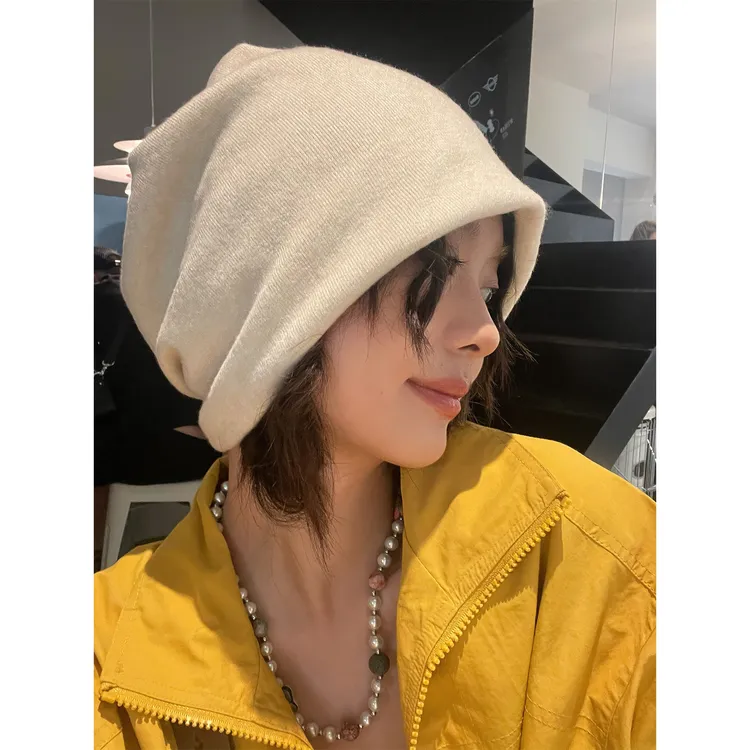 【慵懒】韩国ins复古百搭堆堆帽针织保暖包头冷帽网红大头月子帽