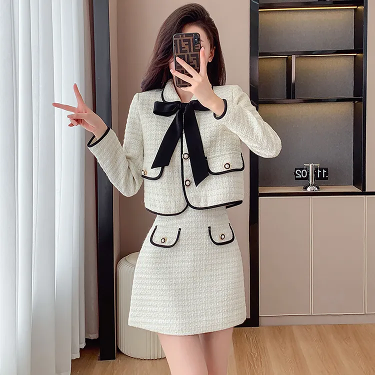 晗丽8921秋冬季新款女装小香风套装裙高级感小个子半身裙子两件套