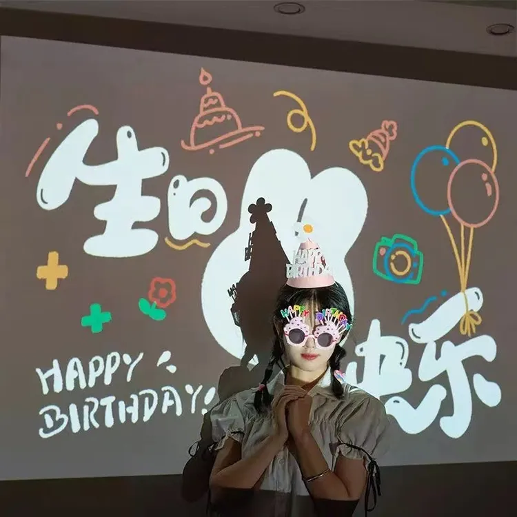 生日快乐投影灯ins风小红书同款网红拍照道具投影仪庆祝表白创意