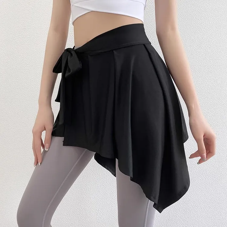 运动打底裙防走光一片裙遮臀显瘦系带裙健身瑜伽服女包臀裙21042