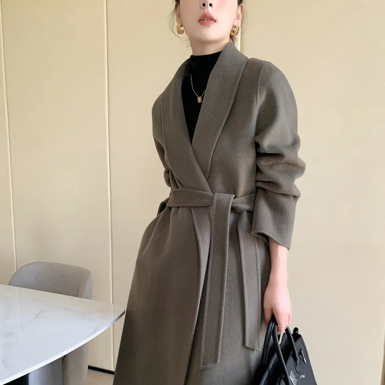 MZ.高端气质女款大衣100%澳洲羊毛呢大衣风衣款双面呢外套SON2212