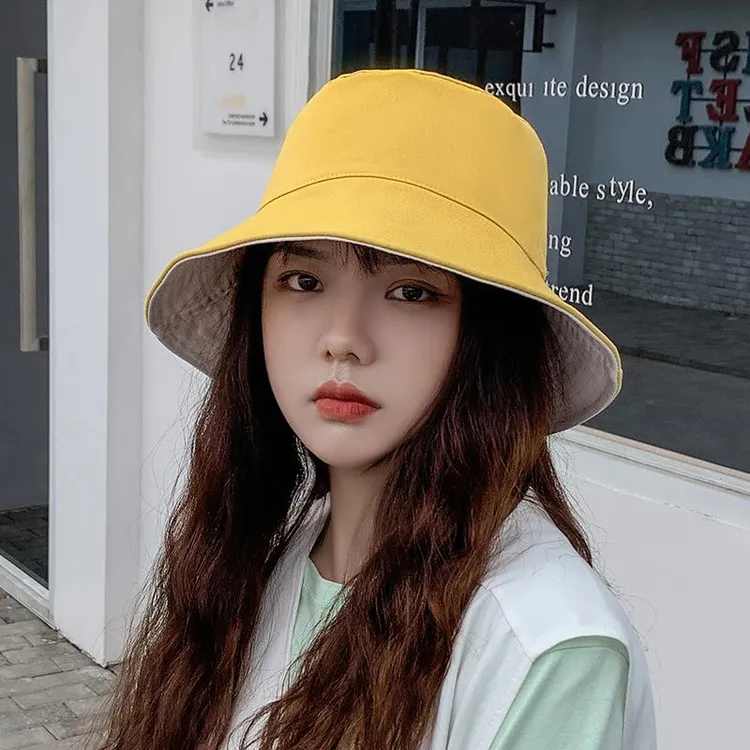 渔夫帽女夏季韩版潮日系双面遮脸防紫外线帽子大沿防晒帽遮阳帽女