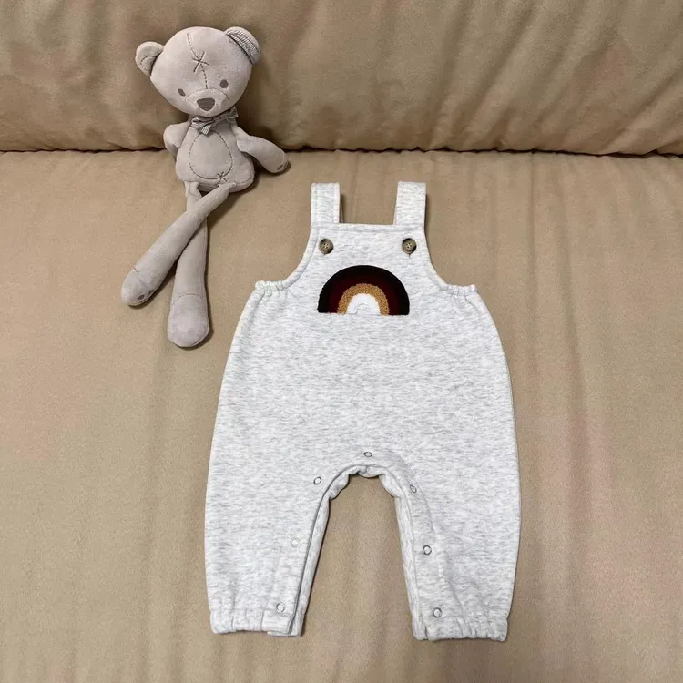 婴儿加绒彩虹背带裤男宝女宝长爬加厚奥粒绒