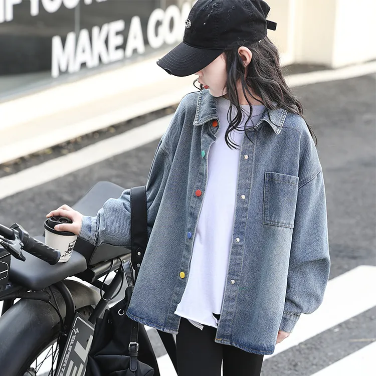 女童牛仔外套春秋2025新款洋气韩版儿童衬衫6-12岁潮款中大童上衣