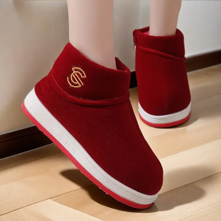 彪丽康包跟手工老棉鞋专为中老年人室内居家保暖防滑舒适棉拖鞋