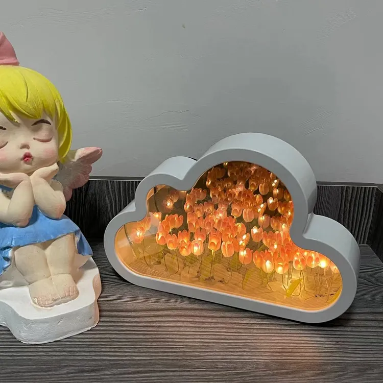 手工diy郁金香花海小夜灯创意云朵灯氛围灯情人节礼物
