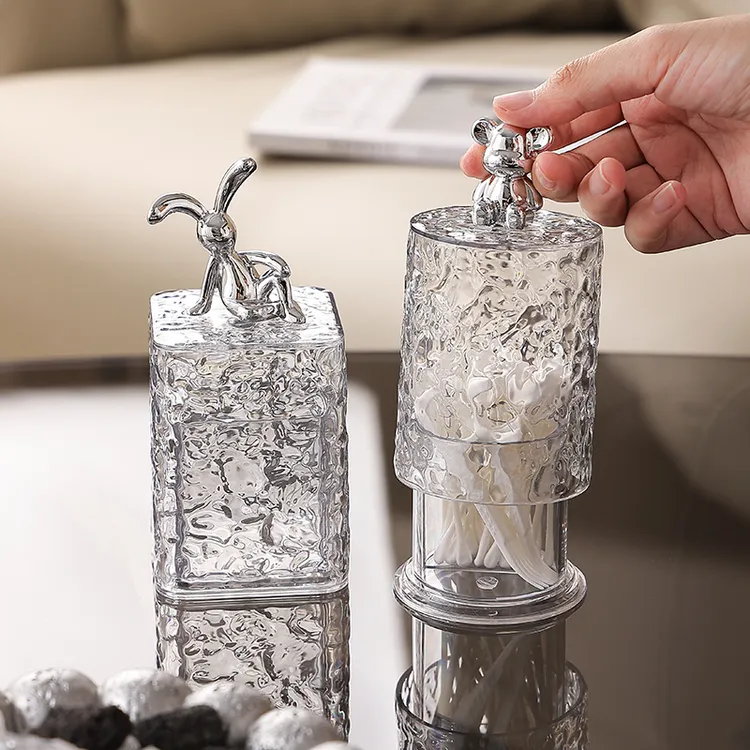 透明牙签盒轻奢高级水波纹牙签筒家用牙线盒棉签收纳盒商用牙签罐