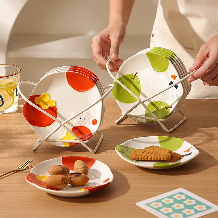 陶瓷吐骨头盘碟家用食品级零食盘小吃碟精致吐骨碟餐桌垃圾骨渣盘