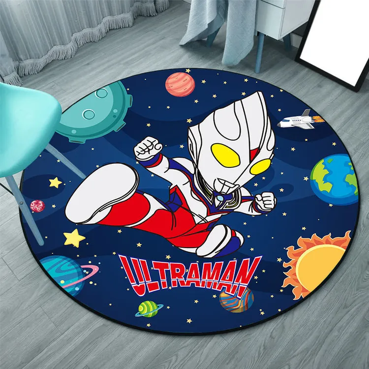 赛罗奥特曼儿童房圆形地毯卧室卡通动漫写字桌电脑电竞椅吊篮地垫