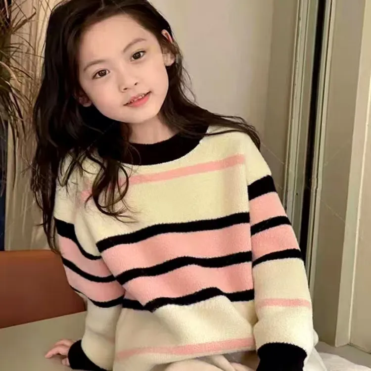【不起球】女童毛衣秋冬加厚新款中大童时尚洋气套头女孩针织打底衫