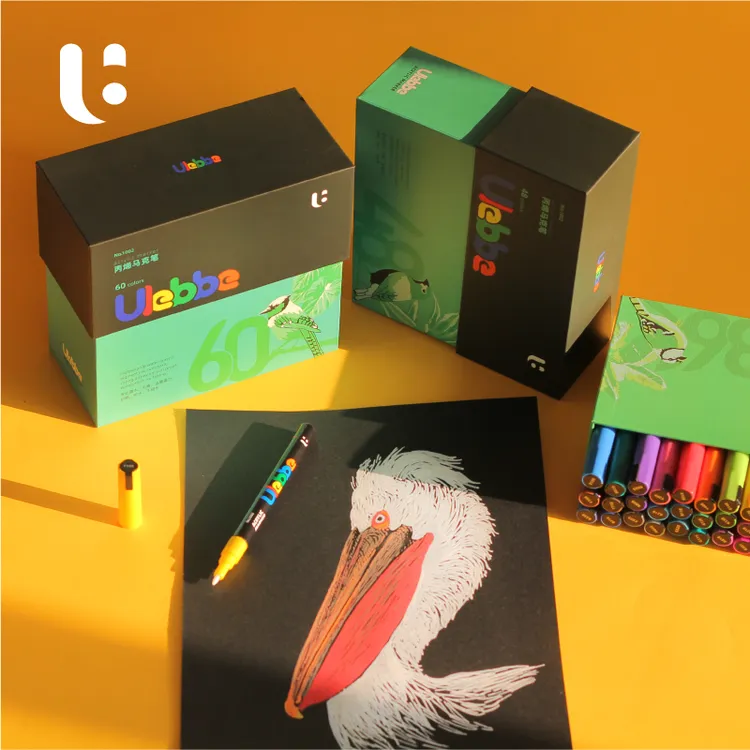 Ulebbe/优乐彼1002丙烯马克笔套装 DIY水性颜料咕卡画笔流畅无味