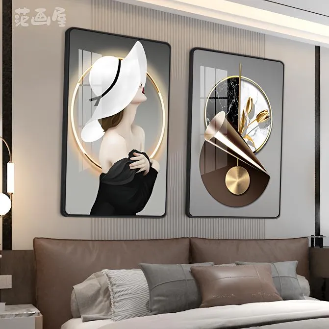 2025网红新款轻奢现代卧室床头装饰画餐厅大气壁画客厅背景墙挂画