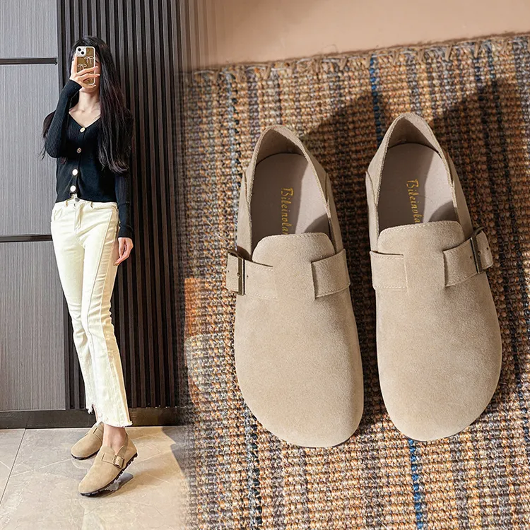 勃鞋女2024新款网红舒适博肯穆勒鞋气质显瘦款复古平底英伦风韩版