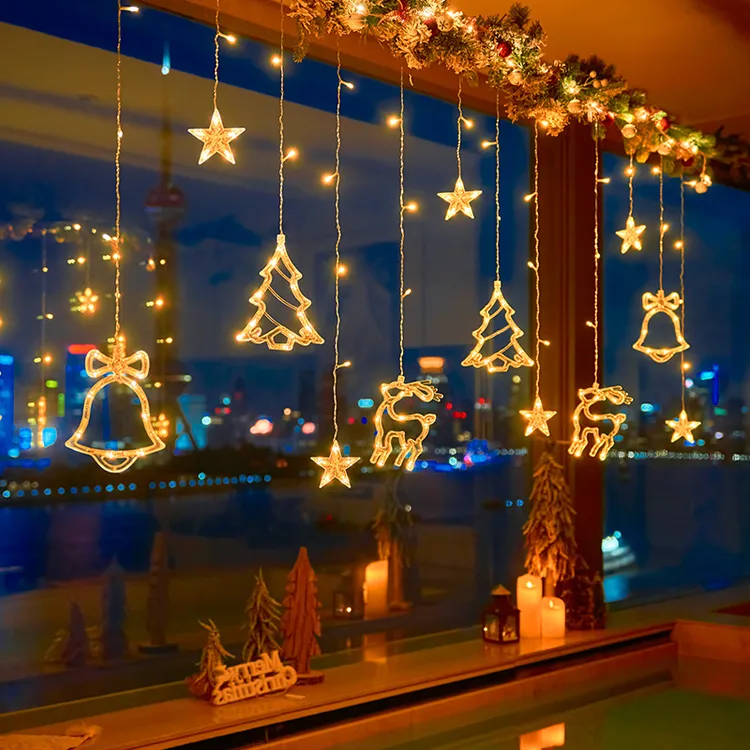 圣诞节装饰灯led星星灯小彩灯闪灯串灯家用防水场景房间过年布置