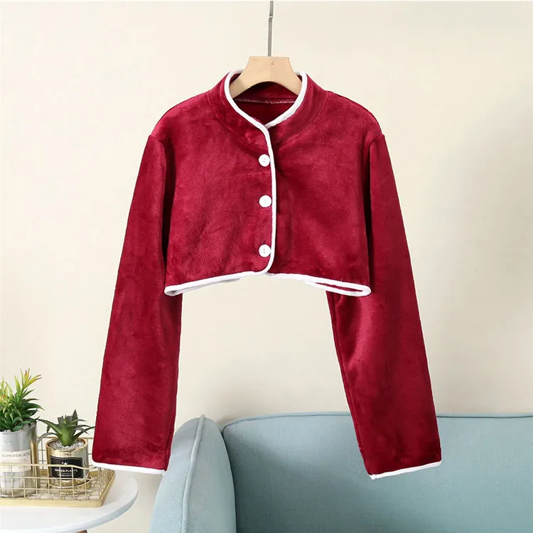 法兰绒护肩膀保暖睡觉马甲女士加厚长袖颈椎肩部护肩颈的保暖坎肩