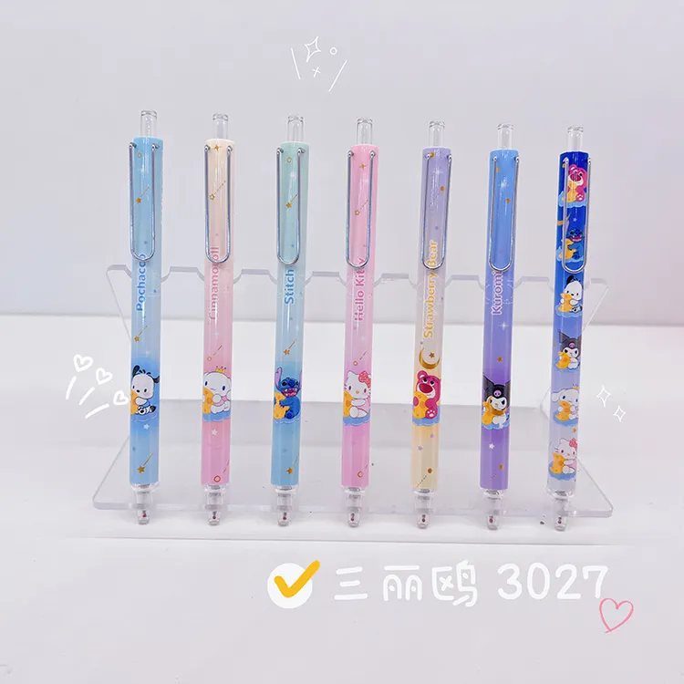 热门爆款低重心明笔三丽鸥 噗噗 小新 熊猫 小樱多款IP中性笔套笔