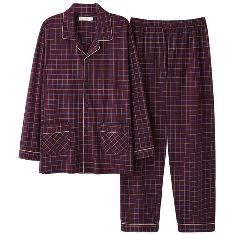 2025新款男士睡衣长袖100%纯棉春秋夏薄款男式全棉家居服套装4XL