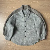 复古双色纺纱~羊毛桑蚕丝混纺顺毛双面呢外套极简男女衬衫款大衣