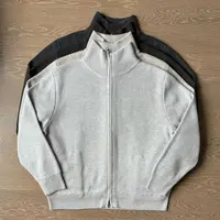 韩系老钱风Chill fit羊毛混纺复古双拉链针织衫男女美式毛衣外套