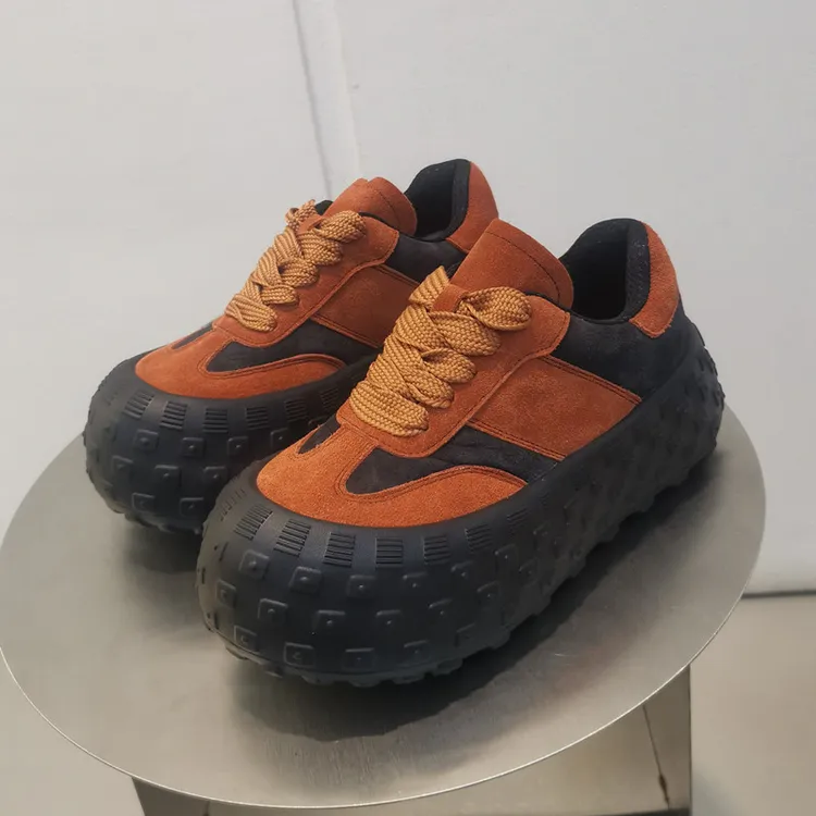 双11爆款 SGIRL TWTW真皮拼色厚底轮胎底轻便大头松糕鞋面包鞋女