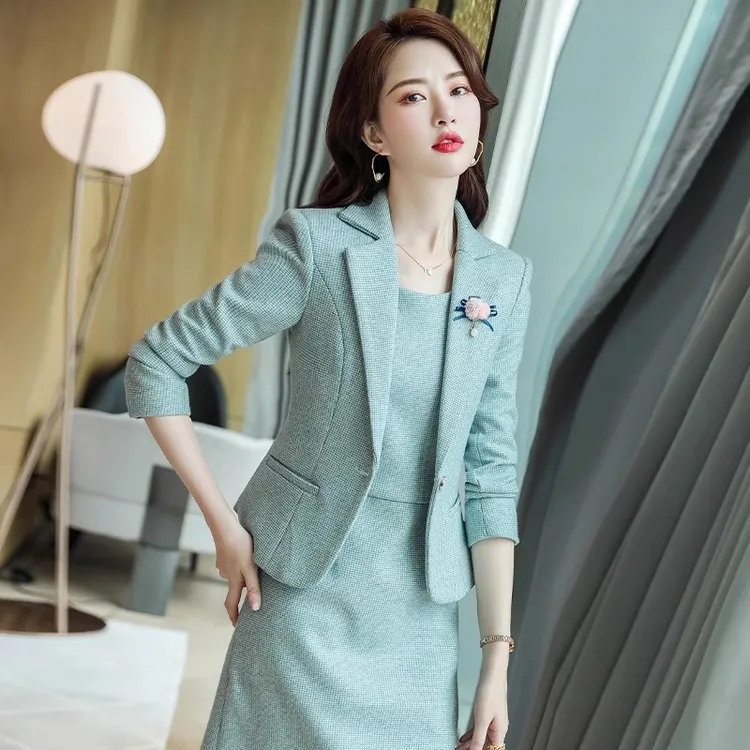 小香风套装女春款2024新款职业装西装气质休闲高级感两件套裙春秋