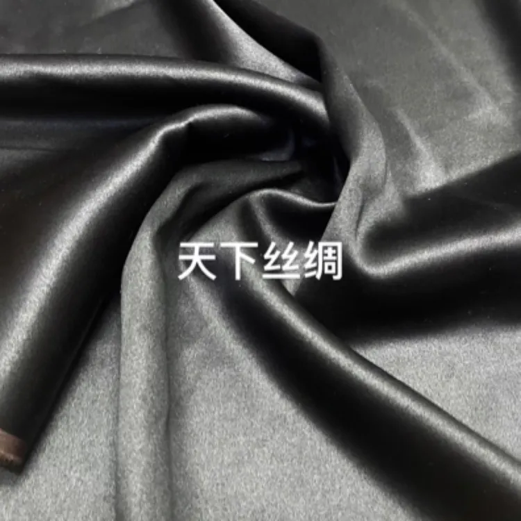 《黑皮子》55姆米湖丝皮子香云纱真丝面料丝绸桑蚕丝旗袍布料