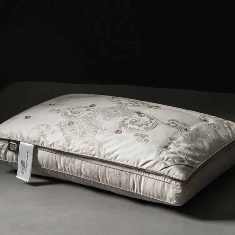 【罗卡兹】双层天然蚕丝枕芯100支长绒棉三色护颈美颜枕一对装