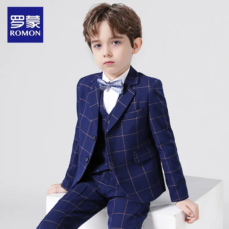 Romon/罗蒙儿童西装套装男孩英伦帅气男童钢琴主持花童礼服表演服