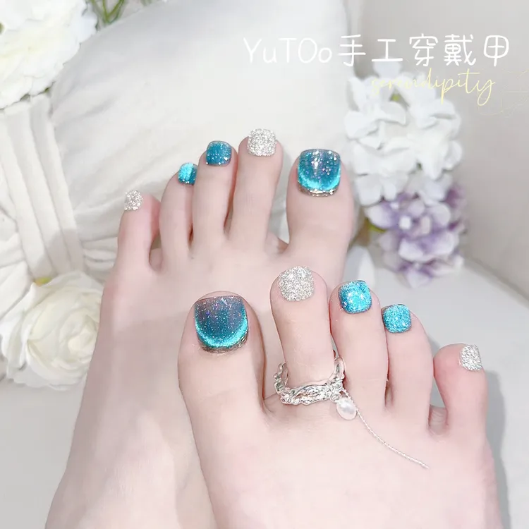 YuToo /【 海岸】 脚甲十二片装  纯手工光疗穿戴甲裸色显白夏季