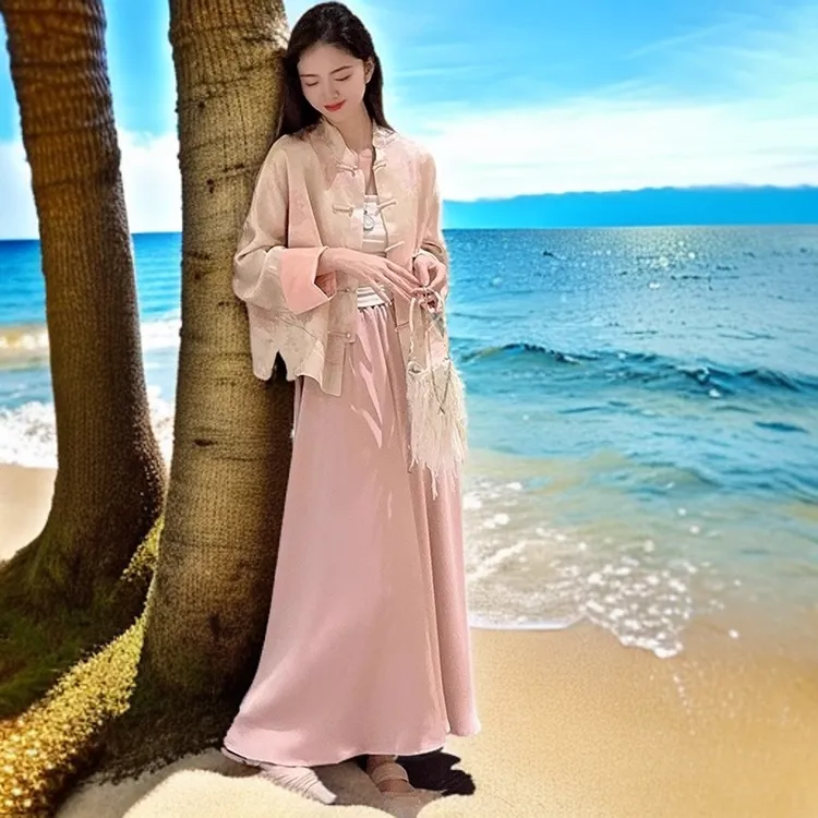2024早秋新款新中式女装中国风高级感佛系禅意老钱风穿搭套装裙