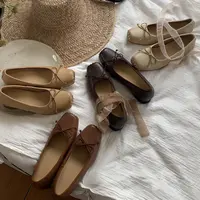 暮四中古vintage擦色方头猪鼻子复古芭蕾舞高跟单鞋浅口玛丽珍女2