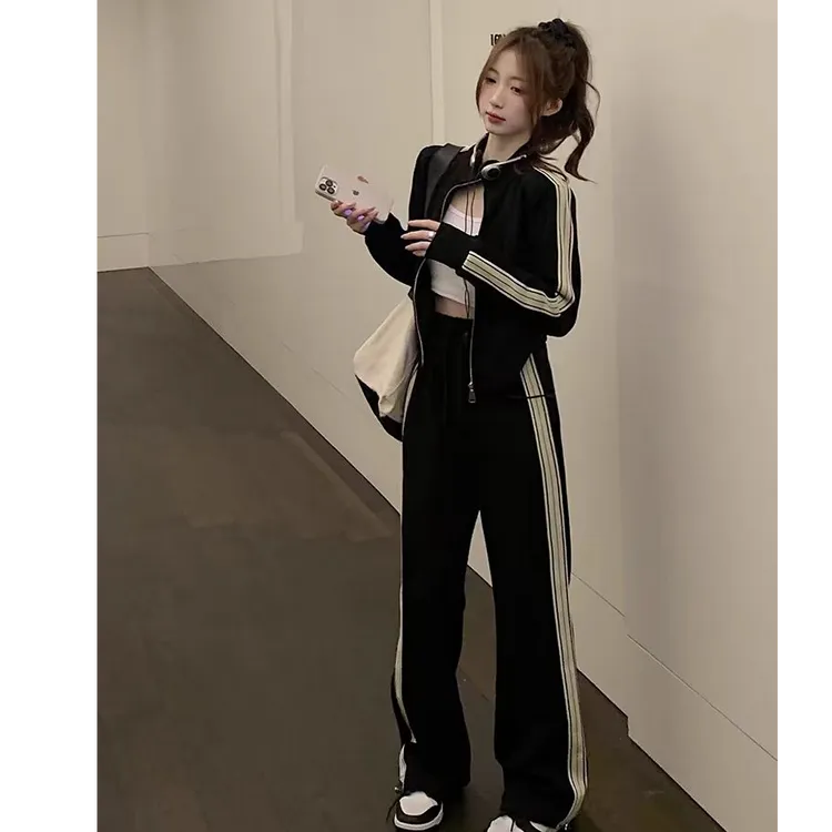 K3010小个子时尚运动套装女秋冬款加绒减龄外套窄版裤两件套长袖