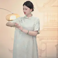 「脆李」中国风提花中式国风气质宽松改良旗袍斜襟中国风旗袍显瘦  