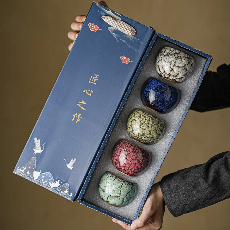 窑变龙蛋五行陶瓷主人杯单杯个人专用盏杯家用办公精美礼盒装送礼