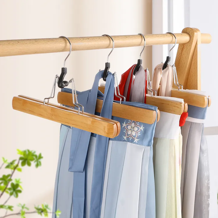 汉服裙夹裙子专用衣架木质夹裤子无痕防炸褶衣撑家用jk衣架裤夹