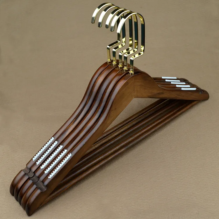 高端复古实木衣架成人衣撑裤架服装店木质衣架酒店防滑无痕衣挂