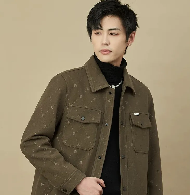 毛妮外套男春秋2024新款提花潮牌短款翻领休闲夹克秋季