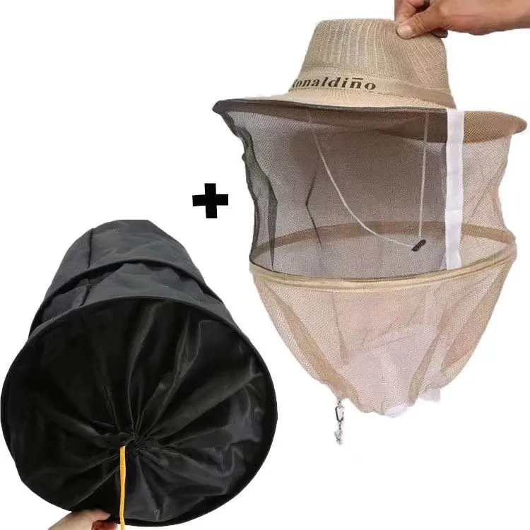 白色养蜂蜂帽高清面网加厚蜜蜂帽子防养蜂防蜂帽加厚稳定养蜂尺寸