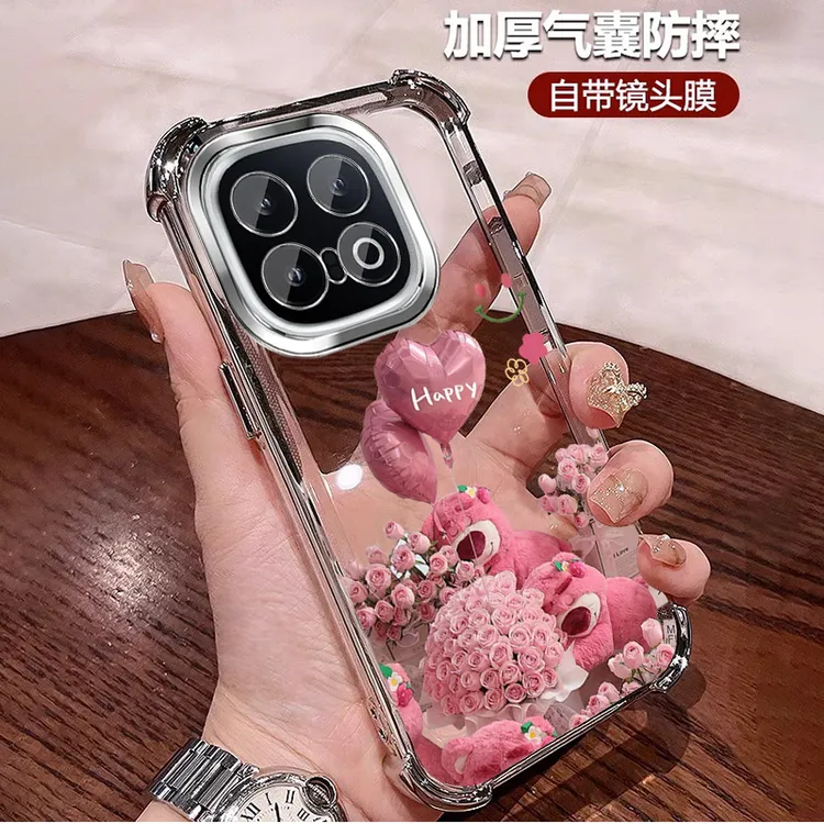 玫瑰花适用IQOO13手机壳气囊四角防摔iqoo13全包镜头膜网红卡通女